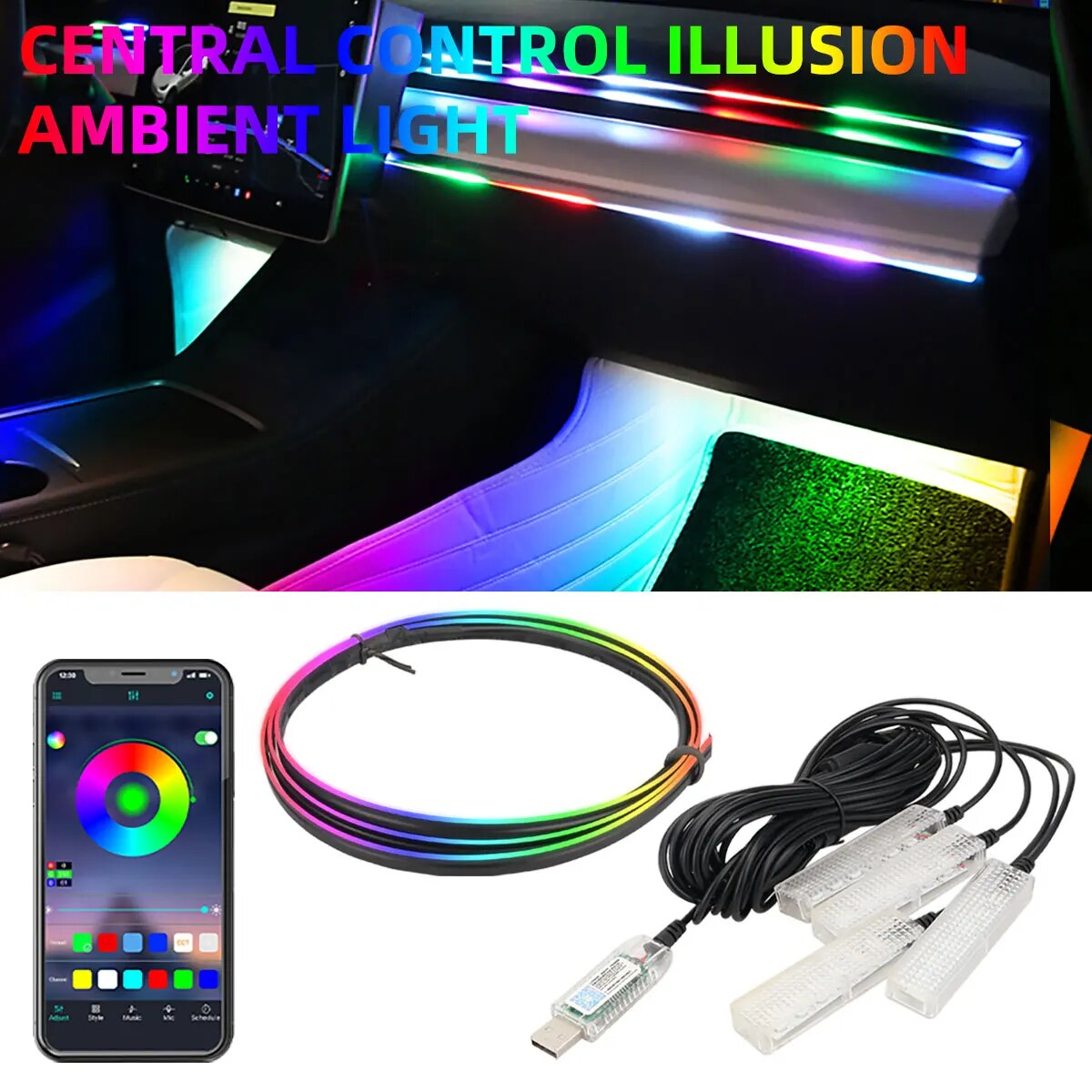 4 в 1 6 в 1 симфонический Авто – обзор и цена Led Ambient Interior Car Lights App Control