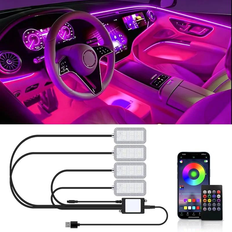 Неоновая светодиодная подсветк – обзор и цена Led Ambient Interior Car Lights App Control